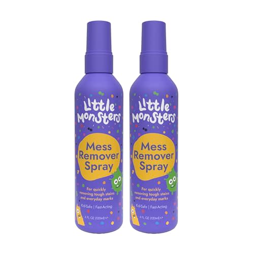 Little Monsters Mess Remover Spray, 2-Pack, Kid-Friendly Stain Remover | 2-Pack | 4 fl oz Laundry Stain Remover Spray; works on laundry, upholstery, carpet & more, safe for newborn & baby essentials