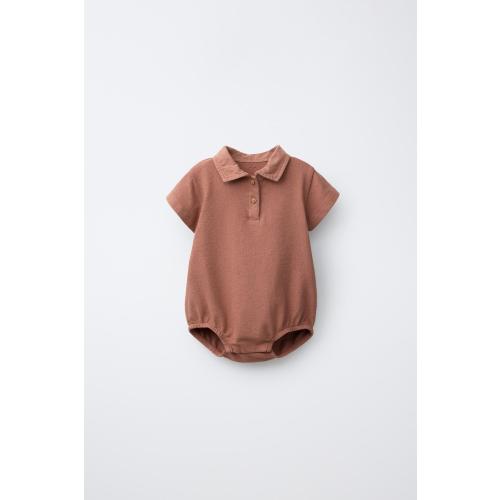 POLO COLLAR BODYSUIT - Dark russet | ZARA United States