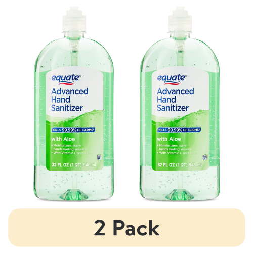 (2 pack) Equate Advanced Hand Sanitizer with Aloe, 32 fl oz