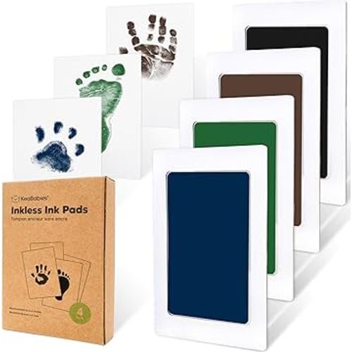 4-Pack Inkless Baby Hand and Footprint Kit - Mess Free Ink Pad for Newborn Keepsake, Dog Nose & Paw Print Kit, Clean Touch Ink Pad for Baby Hand & Footprints, Ideal New Mom Gifts (Midnights)