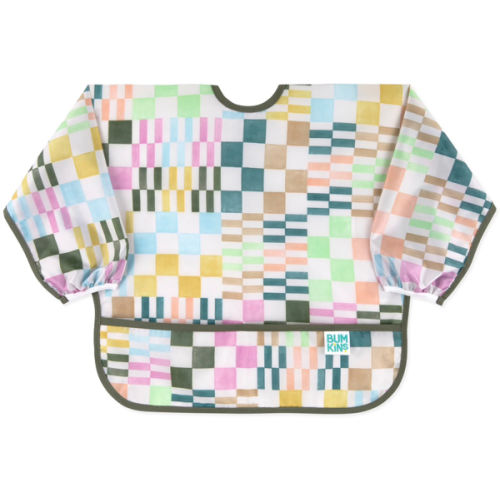 Bumkins Motley Check Sleeved Bib | Waterproof, Reusable