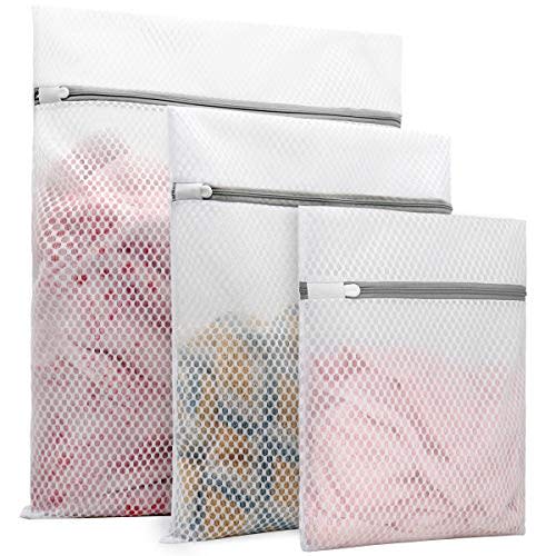 3Pcs Durable Honeycomb Mesh Laundry Bags for Delicates 1 Large 16 x 20 Inches, 1 Medium 12 x 16 Inches, 1 Small 9 x 12 Inches (Honeycomb Mesh)