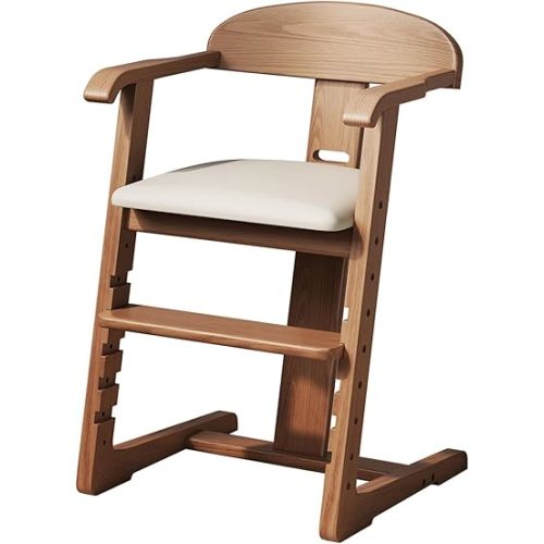 DOMGMUWUJEE Solid Wood Toddler Dining Chair - Adjustable Height Easy to Clean Toddler high Chair - Kids high Chair from 3 Years to 200 Lb, Grow with Child(Walnut)