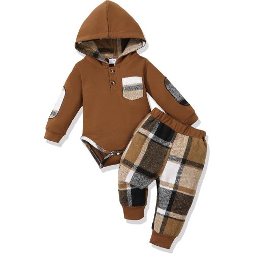 Renotemy Newborn Baby Boy Clothes Infant Boy Outfits Baby Hoodie Romper Fall Winter 0 3 6 9 12 18 Months Baby Clothes for Boy