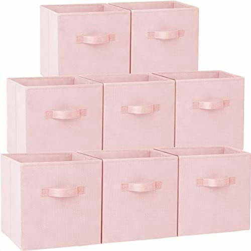 Heavy Duty Fabric Storage Cubes, Collapsible Storage Organizer Bins for Shelves Closet, Baskets for Clothes, Blankets, Toys, Grey, 11 inches, 8 Pack