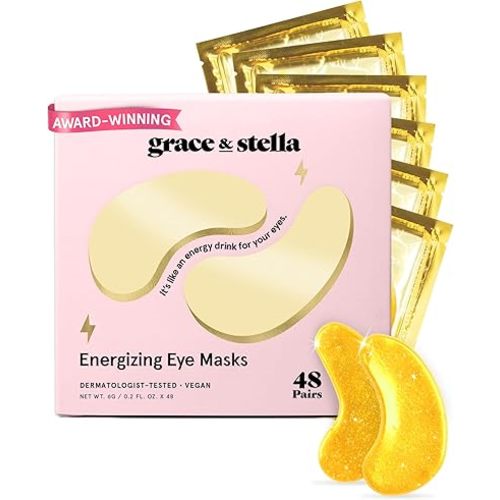 grace & stella Award Winning Under Eye Mask - Birthday Gifts for Women - Gel Eye Patches for Dark Circles, Puffy Eyes, Wrinkles, Undereye Bags - Gifts for Teen Girls - Vegan (48 Pairs, Gold)