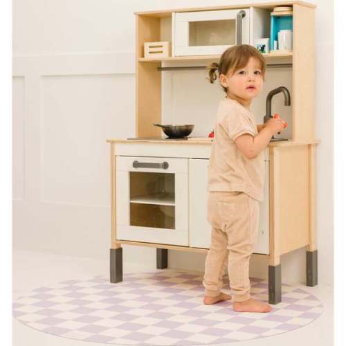 Catch All Mat for Mealtime & Playtime Mess, Lilac Checkerboard - MILLY STONE | Maisonette