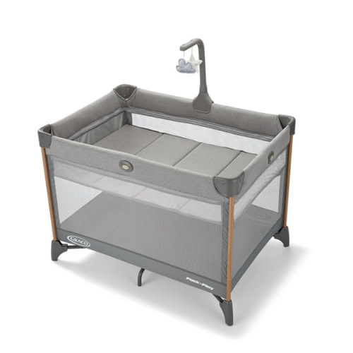 Graco On The Go Zip DLX Pack ‘n Play Playard, Folding Playpen with Bassinet, Portable Crib, Parker