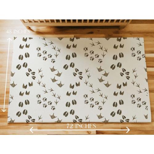 Personalized Woodland Rug Custom Name Baby Play Mat Woodland Nursery Decor Area Rug Animal Tracks Rug Woodland Carpet Large Custom Rug