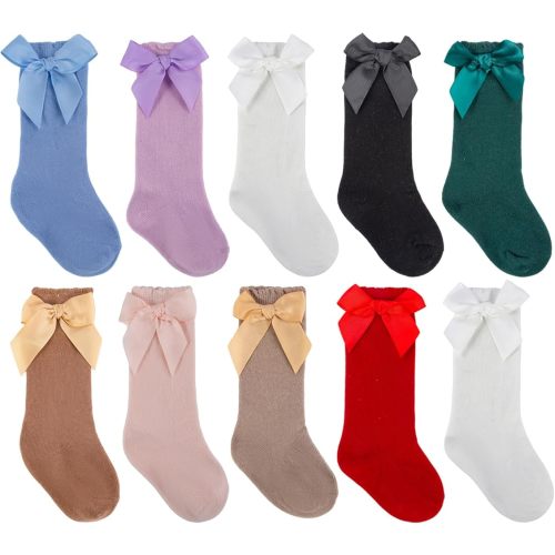 Baby Knee High Socks Bow Toddler Girl Dress Socks Premium Cotton Infant Gift Sock for Newborn Cute Festive Sock