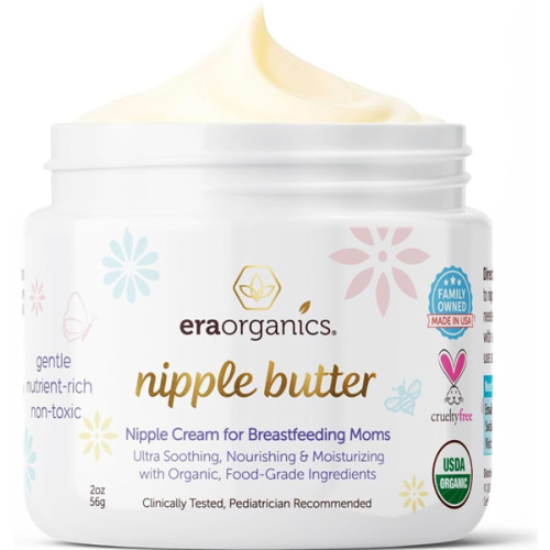 USDA Organic Nipple Butter Safe for Breastfeeding – Lanolin-Free, Food-Grade Nipple Cream for Sore, Cracked & Sensitive Skin Relief – No Wipe Off Postpartum Essential