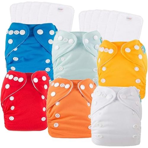 ALVABABY Newborn Cloth Diapers for Less Than 12 Pounds Boys Girls Reusable Adjustable Cloth Diaper Nappy 6 Pakcs Pocket with 12 Inserts