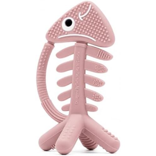 3 in 1 Infant Toys, Baby Teething Toys 3–6 6–12 Months, Teethers for Babies 0–3–6–12 Months for Teething Relief, Baby Gift, Baby Teether Toys, Silicone Sensory Toys,USA Patent Pending, Fish-Rose Pink