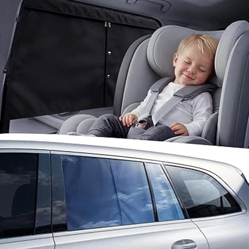 [2026 Upgraded] Car Window Shades for Baby [Ice Crystal Cooling Layer](2 Pack) 99% UV-Blocker Protection Side Window Curtains Roll Windows Down Privacy Full Covers/Half Shade Options