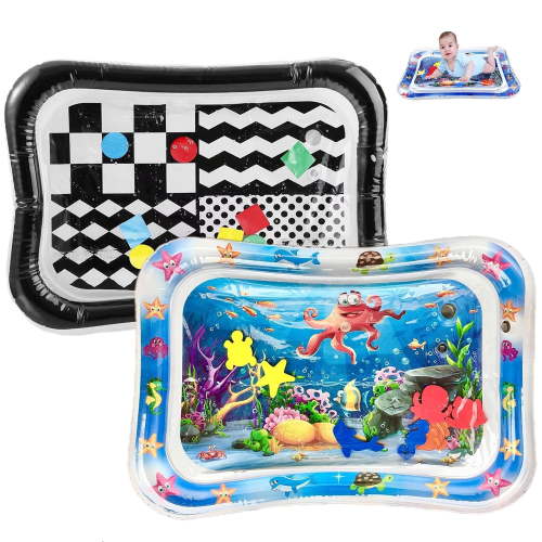 PandaEar, Tummy Time Water Mat, 26x20 inches, 2-pack for Baby