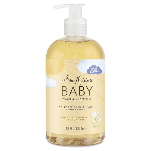 SheaMoisture Baby Wash & Shampoo for All Skin Types Raw Shea, Chamomile & Argan Oil Baby Wash and Shampoo with Frankincense & Myrrh to Help Cleanse 13 oz, Gold, Packaging may vary
