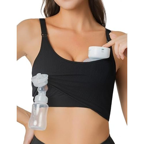 Seamless Sleep Pumping Bra Hands Free, All-in-One Nursing Bra for Breastfeeding, Ultra Comfort for All Day Wear