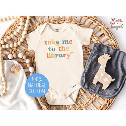 Library Baby Onesies®, Take Me to the Library Baby Bodysuit, Bookworm Baby Romper, Future Reader Shirt, Baby Shower Gift for Book Lover