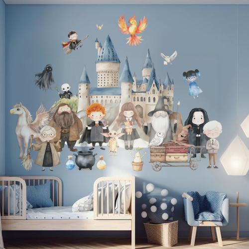 Harry Potter Wall Decal Wizard Wall Sticker Witchcraft Wall Mural Wizard School WallPaper Magician Wall Art For Nursery Room Kid Room Decor