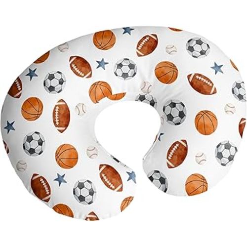 Sweet Jojo Designs Sports Theme Boy Nursing Pillow Cover Baby Breastfeeding Slipcover Infant Newborn Nursery Bottle Breast Feeding Pillowcase Pillow NOT Included Watercolor Vintage Sport Themed Stars