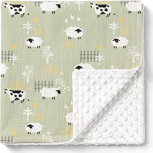 GLLQUEN BABY Muslin Baby Blankets for Boys & Girls, 2-Layer Toddler Blanket