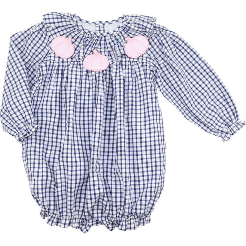 Navy Windowpane Applique Pumpkin Bubble
