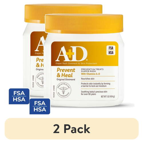 (2 pack) A+D Original Diaper Rash Ointment, 1lb Tub, All Skin Types