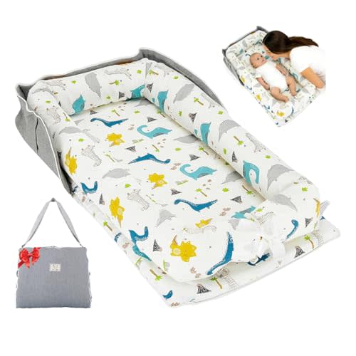 Baby Lounger Play Mat for Tummy Time,Baby Lounger for Newborn Awake-Time Pad,Portable Newborn Babies Essentials Gifts 0-24 Months Home or Travel (Long Necked Dragon)