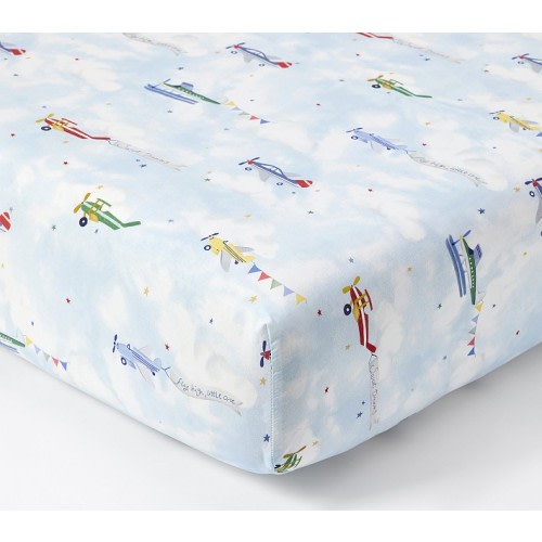Airplanes Organic Crib Fitted Sheet