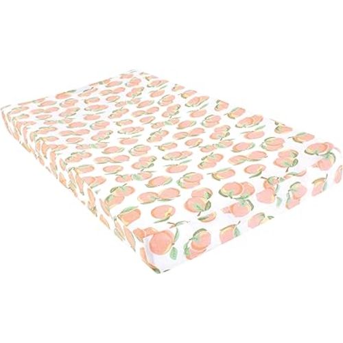Hudson Baby Unisex Baby Cotton Changing Pad Cover, Peach, One Size