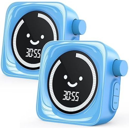 Visual Timer for Kids, 99 Minute Digital Cute Kids Visual Timer Classroom Timer for Homeschool Supplies Study Teaching Time Management Tool Countdown Count Up Timer, Blue 2Pack