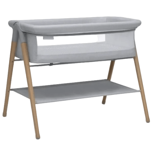 Delta Children Haven Beechwood by the Bed Bassinet, Grey Stripes