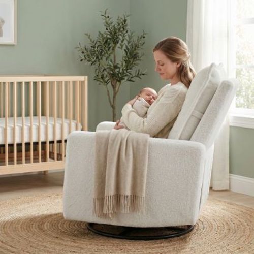 Upholstered Glider Recliner Rocking Chair with 360° Swivel for the Nursery and Living Room