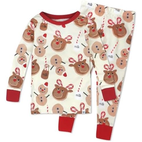 HonestBaby Holiday 2-Piece Pajamas Sleepwear Pjs 100% Organic Cotton for Baby, Toddler, Kids