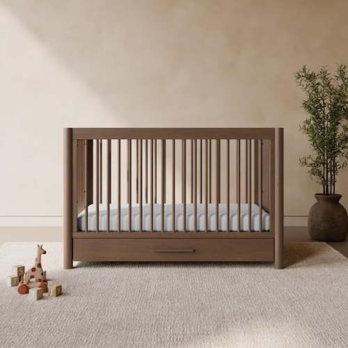 Malta Hazelnut 5-in-1 Convertible Crib with Drawer and Toddler Guardrail