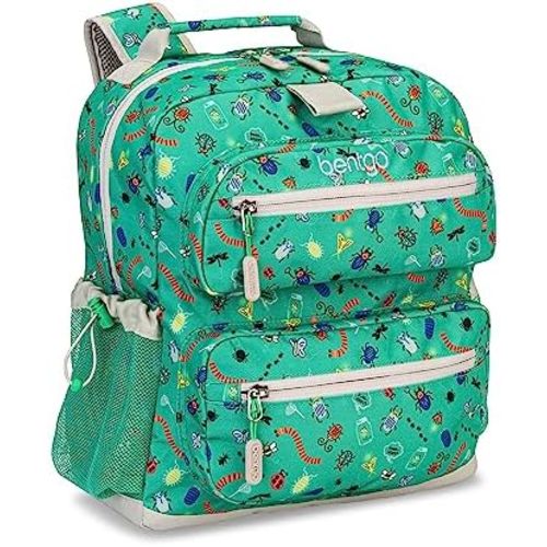 Bentgo Kids Backpack - Lightweight 14” Backpack in Fun Prints for School, Travel, & Daycare, Ideal for Ages 4+, Roomy Interior, Durable & Water-Resistant Fabric, & Loop for Lunch Bag (Bug Buddies)