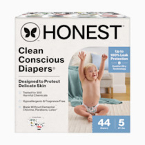 The Honest Company Clean Conscious Disposable Diapers Size 3-5 - Big Trucks + All The Letters, Size 5, 44 Count