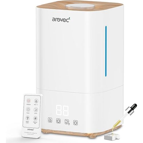 AROVEC 4L Humidifier for Bedroom, Baby Room with Oil Diffuser, 360° Rotatable Nozzle, 3 Mist levels, Visible Water Level Indication, 2-Yr Warranty
