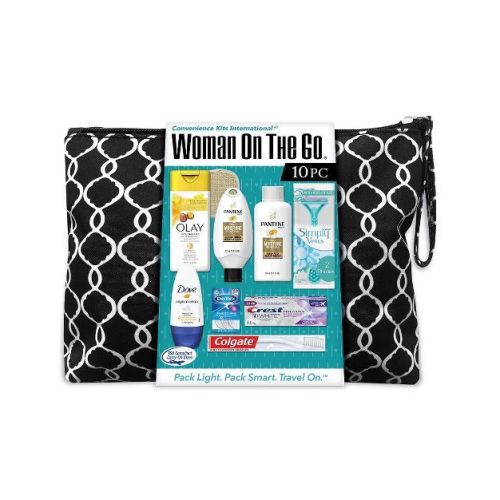 Convenience Kits International Women's Travel Bath and Body Kit - Trial Size - 10pc: Whole Body Cleansing, Unscented, Includes Tote, Body Wash