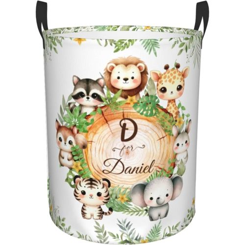 Woodland Animals Custom Laundry Basket Personalized Gifts Customized Name Laundry Hamper For Kids Boys Girls Adults Collapsible Clothes Storage Organizer 16.5x13.3 In