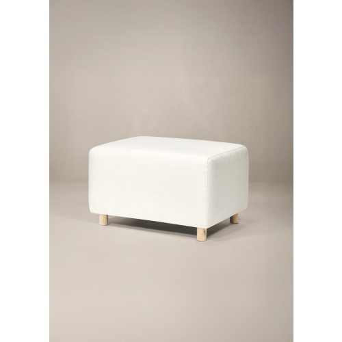 Ollie: Standard Size Stationary Rectangle Ottoman with Wood Legs | Oilo™ Studio | High Performance Bouclé Oyster