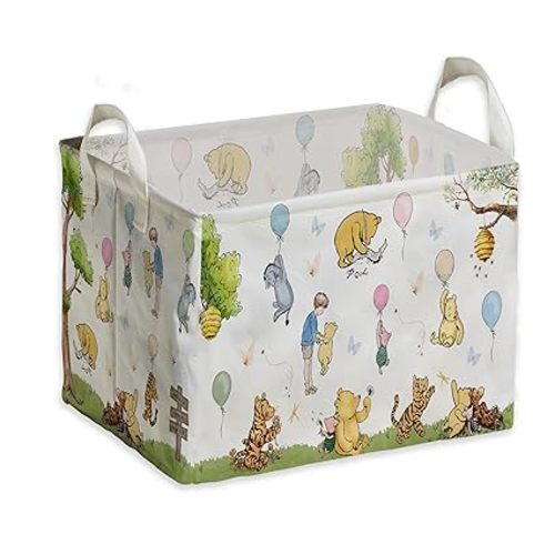 Winnie Basket,the Pooh baby Stuff,Winnie Nursery Decor Laundry Hamper With A Waterproof PECoating, Foldable, Bathroom and Bedroom SetClothes ,Toys Bin, Baby Nursery Hamper Decor