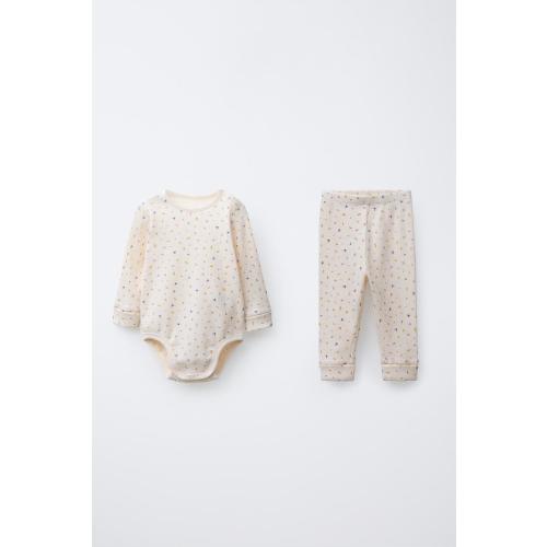 FLORAL PRINT BODYSUIT AND LEGGINGS SET - Ecru | ZARA United States