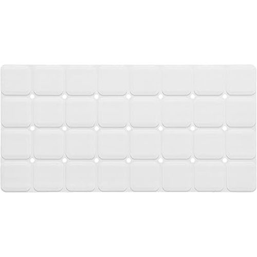 Silicone Bath Mat with Suction Cups – Non-Slip Foldable Bathtub & Shower Mat, Durable & Quick-Dry Safety Tub Mat with Large Drain Holes for Families 28"x 14" White