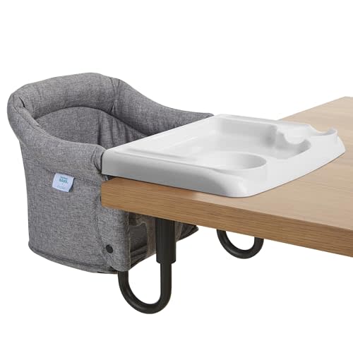 évolur Clamp-On Comfort Table Chair, Portable Clip-On High Chair for Babies & Toddlers (6–36 Months), Removable Washable Seat Cover, Dishwasher-Safe Tray, Foldable Design with Carry Bag – Gray