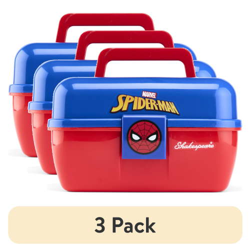 (3 pack) Shakespeare Marvel Spider-Man Play Box, Kids Fishing Tackle Box