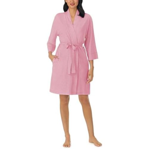 Nautica Womens Soft Robe - Above Knee 3/4 Length Sleeve Lightweight Robe - Cotton Knit Jersey Sleepwear and Loungewear