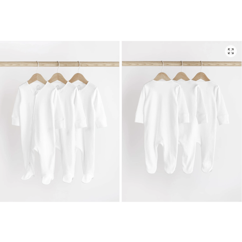 Buy White Essential Zipped 100% Cotton Baby Sleepsuits 3 Pack (0-3yrs) from Next USA