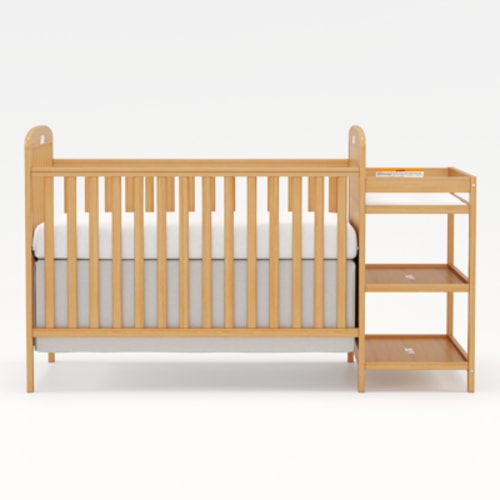 Goldzone 3-in-1 Convertible Baby Crib with Changing Table,Natural
