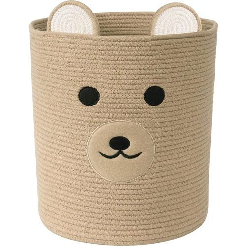 Bear Basket for Nursery, Baby Baskets for Storage, Baby Shower Baskets, Laundry Basket, Storage Hamper for Children Kids Toy Plant Indoor Corner (Light Brown)